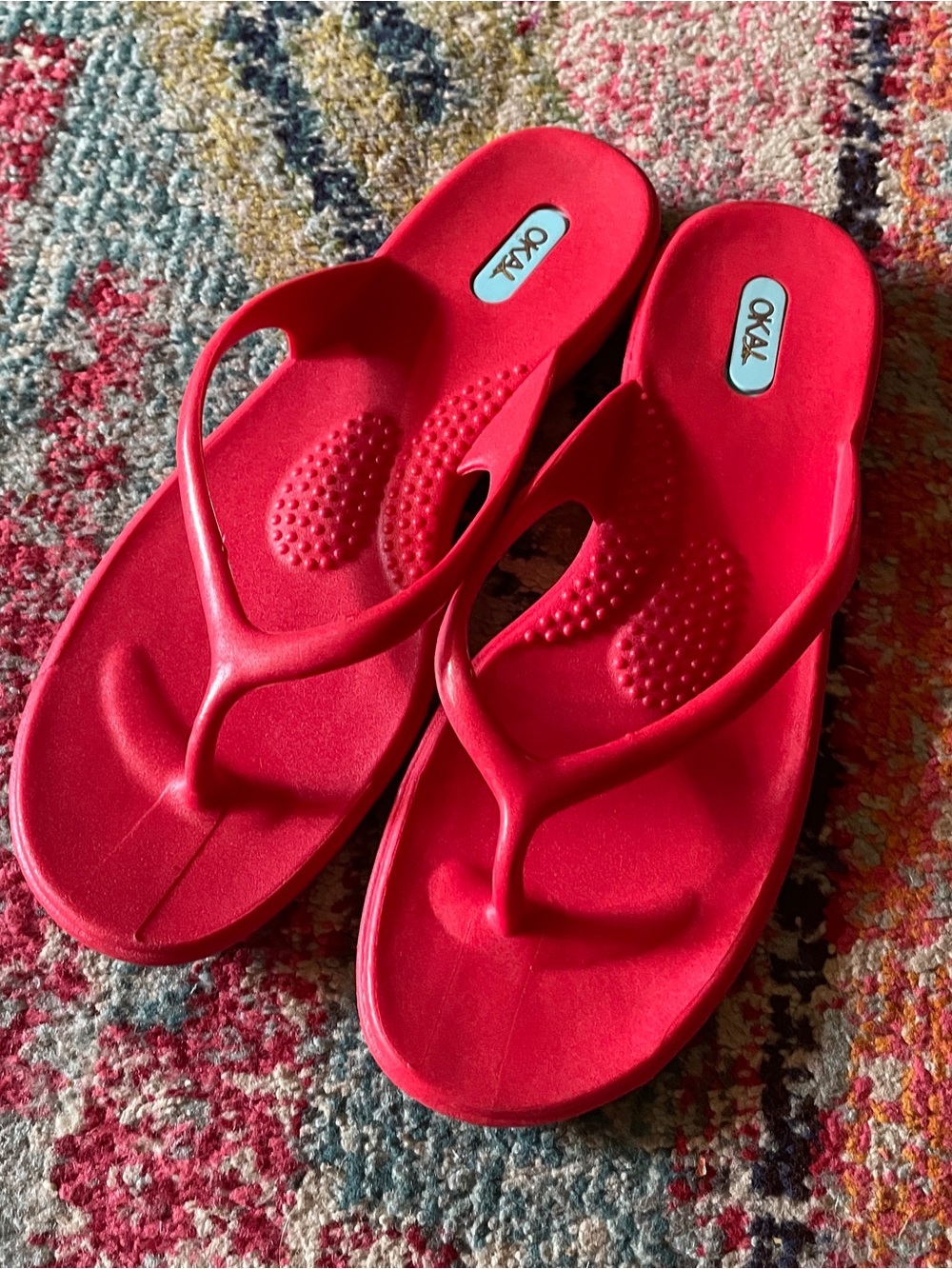 OKA b. Bright Red Thong Sandals